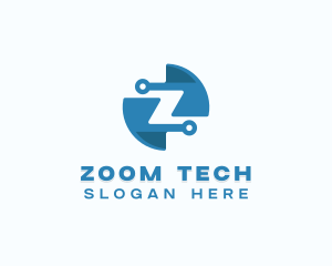 Blue Tech Letter Z logo design