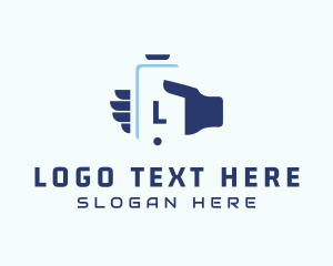 Password - Mobile Phone Hand App logo design