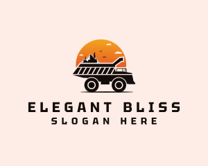 Heavy Equipment - Dump Truck Mountain Construction logo design