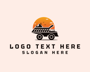 Heavy Equipment - Dump Truck Mountain Construction logo design