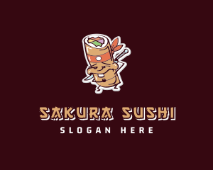 Japanese Sushi Samurai logo design