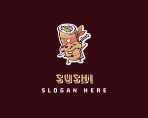 Japanese Sushi Samurai logo design