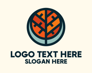 Orange - Autumn Tree Badge logo design