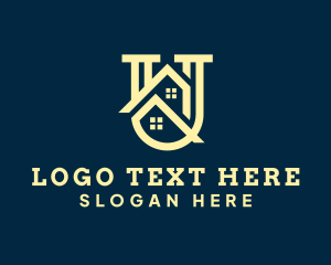 Yellow - Home Realtor Letter U logo design