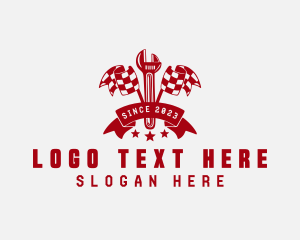 Tool - Flag Wrench Auto Repair logo design