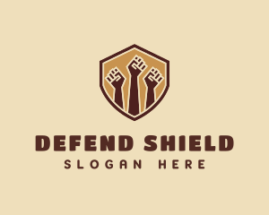 Defend - Freedom Fists Shield logo design