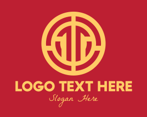 Gold Mine - Golden Intricate Coin logo design