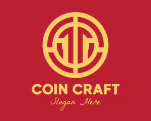 Golden Intricate Coin logo design