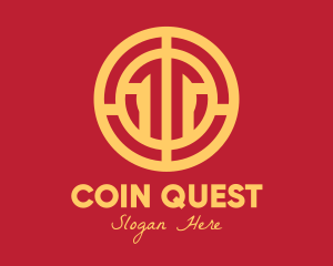 Golden Intricate Coin logo design