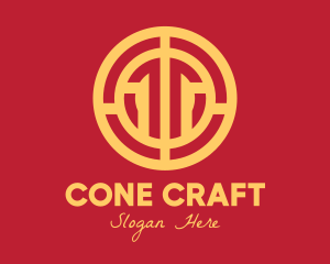 Golden Intricate Coin logo design