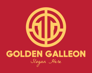 Golden Intricate Coin logo design