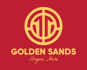 Golden Intricate Coin logo design