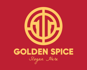 Golden Intricate Coin logo design