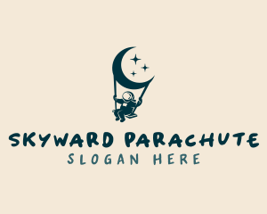 Parachute - Moon Swing Astronaut logo design