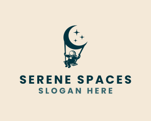 Moon Space Astronaut logo design