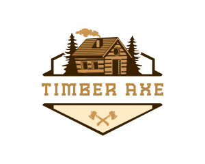 Cabin Woodworking Axe logo design