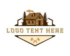 House - Cabin Woodworking Axe logo design