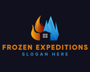 Flaming Frozen Ice House logo design