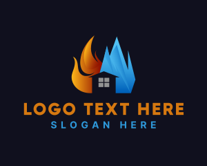 Burning - Flaming Frozen Ice House logo design