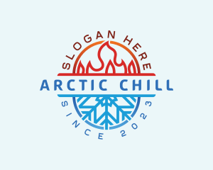 Freezing - Flame Snowflake Temperature logo design