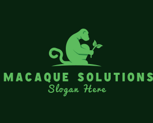 Macaque - Monkey Plant Seedling logo design