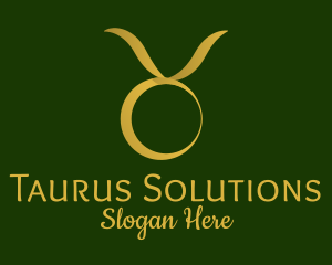 Gold Taurus Horoscope Symbol logo design