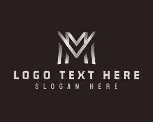 Construction - Industrial Steel Metal Letter M logo design