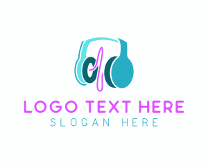 Disc Jockey - Headphones Music Wave logo design