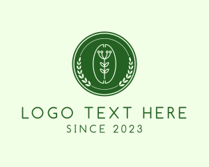 Wheat - Flower Plant Badge logo design
