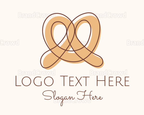 Brown Pretzel Line Art Logo