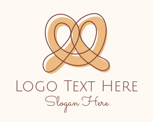 Patisserie - Brown Pretzel Line Art logo design