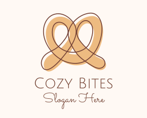 Comfort Food - Brown Pretzel Line Art logo design
