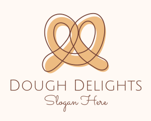 Dough - Brown Pretzel Line Art logo design