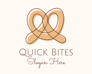 Fastfood - Brown Pretzel Line Art logo design