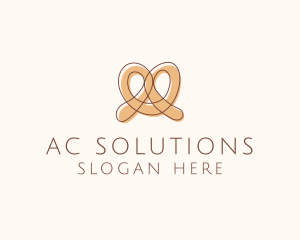 Brown Pretzel Line Art logo design