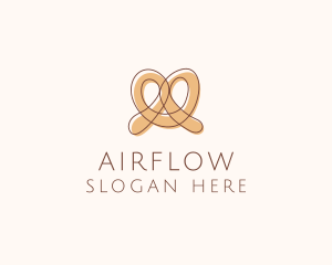 Brown Pretzel Line Art logo design