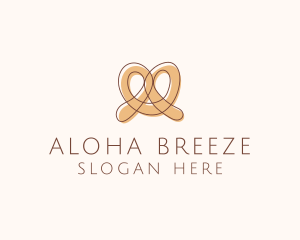 Brown Pretzel Line Art logo design