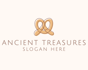 Brown Pretzel Line Art logo design