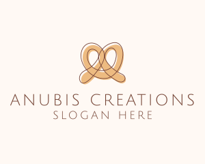 Brown Pretzel Line Art logo design