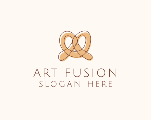 Brown Pretzel Line Art logo design