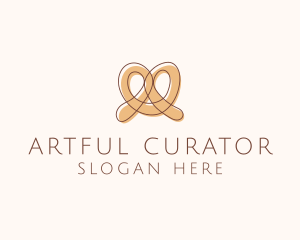 Brown Pretzel Line Art logo design