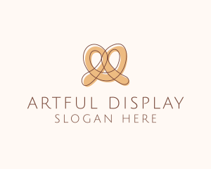 Brown Pretzel Line Art logo design