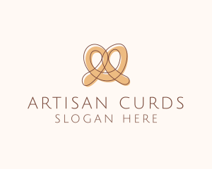 Brown Pretzel Line Art logo design