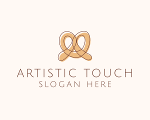 Brown Pretzel Line Art logo design