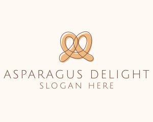 Brown Pretzel Line Art logo design