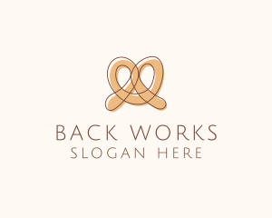 Brown Pretzel Line Art logo design