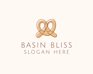 Brown Pretzel Line Art logo design