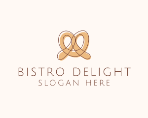 Brown Pretzel Line Art logo design