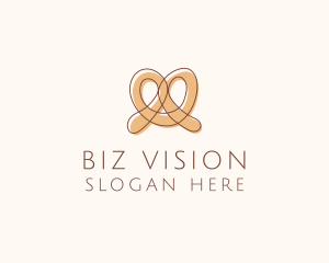 Brown Pretzel Line Art logo design