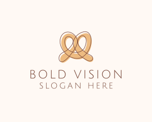 Brown Pretzel Line Art logo design